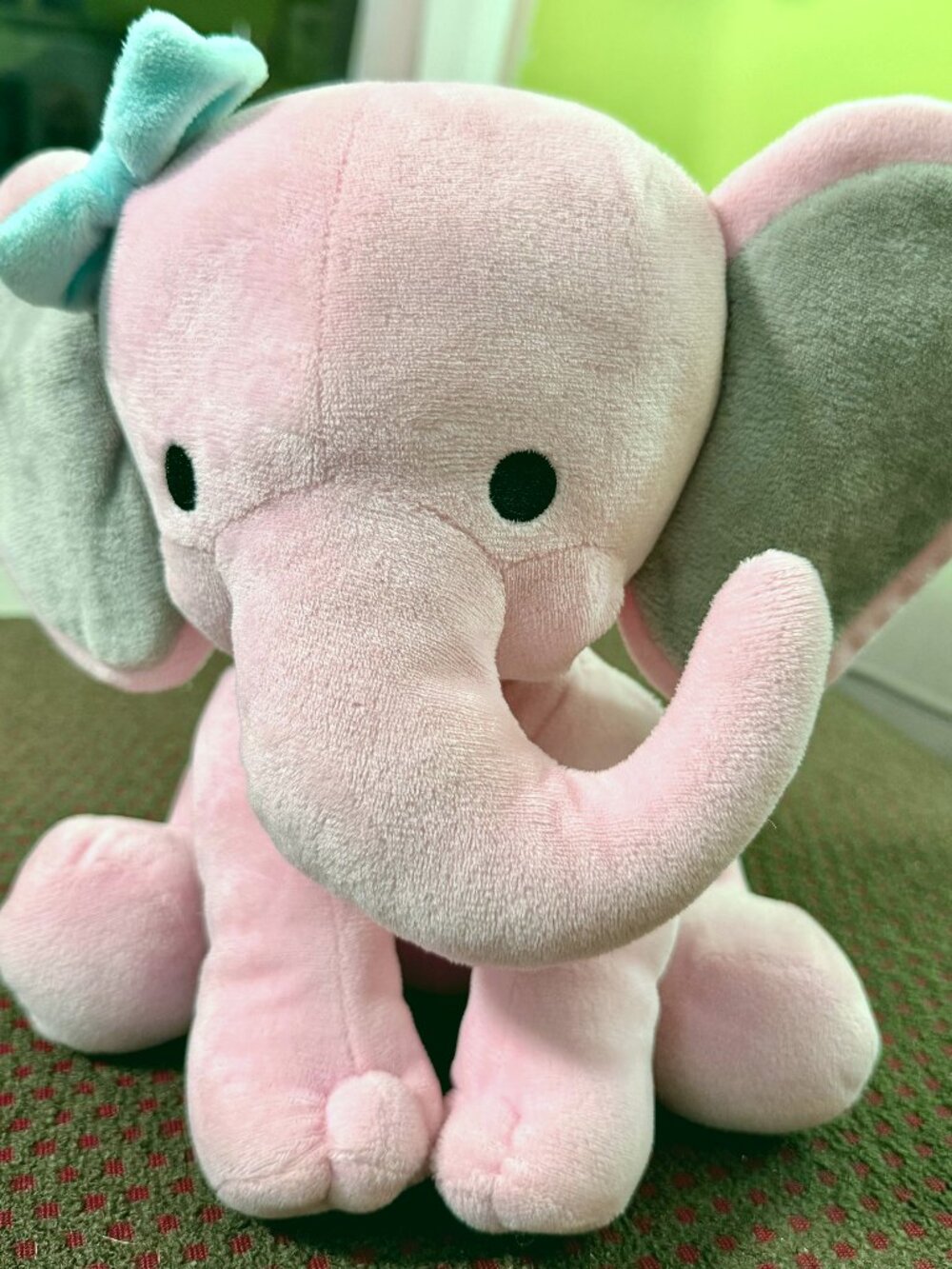 Bedtime Originals Hazel Pink Elephant Plush Lambs & Ivy Twinkle Toes 10" EUC